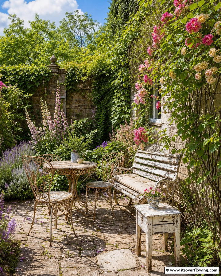 Vintage Garden Furniture - 21 Cottage Garden Ideas Full of Whimsical Blooms