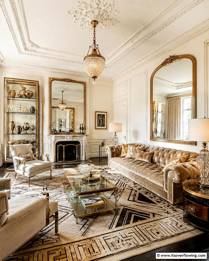 Vintage Glam Elements - 30 Glam Living Room Ideas for Luxurious Comfort