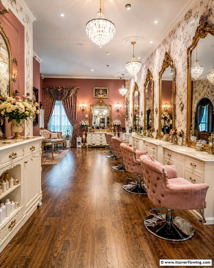 Vintage Glam Salon - 30 Salon Interior Design Ideas for a Chic Beauty Space