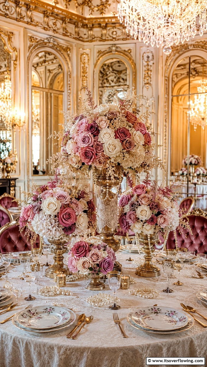Vintage Glamour Arrangement - 21 Stunning Wedding Centerpiece Ideas for Table Decor