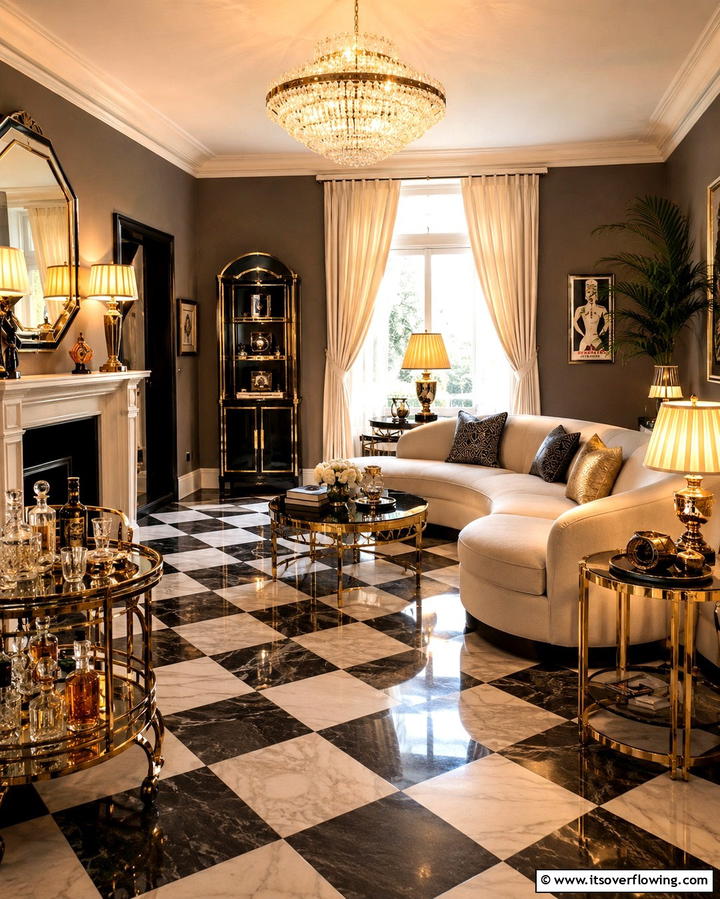 Vintage Glamour - 30 Art Deco Living Room Ideas for Luxurious Spaces