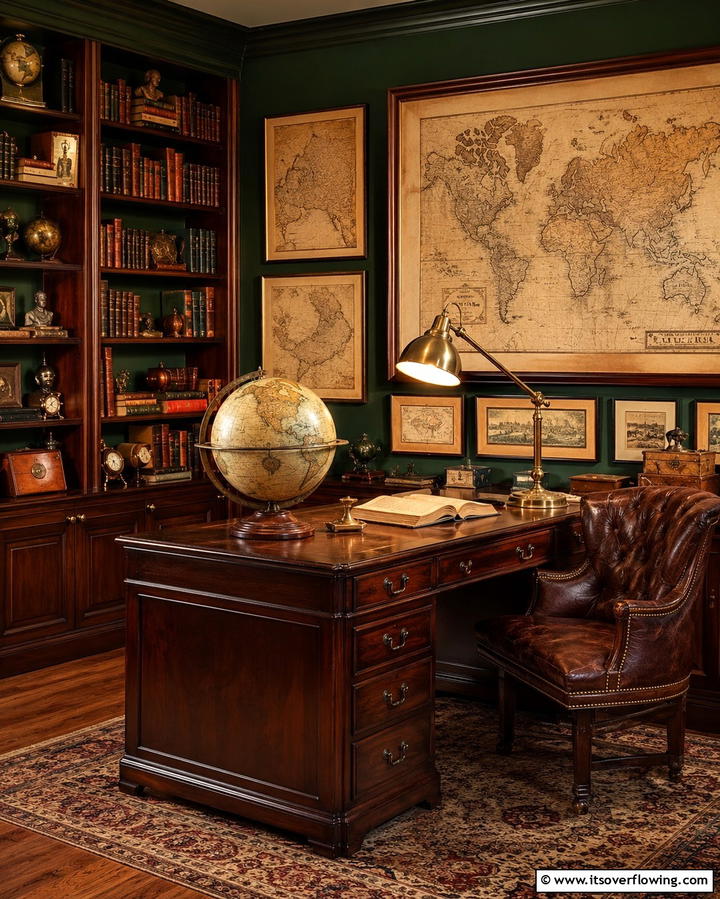 Vintage Globes and Maps - 25 Dark Academia Interior Design Ideas for Sophistication
