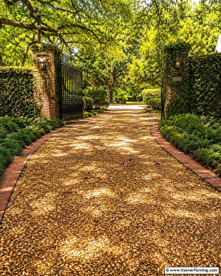 Vintage Gravel Driveway Charm - 30 Gravel Driveway Ideas- Durable & Stylish Options