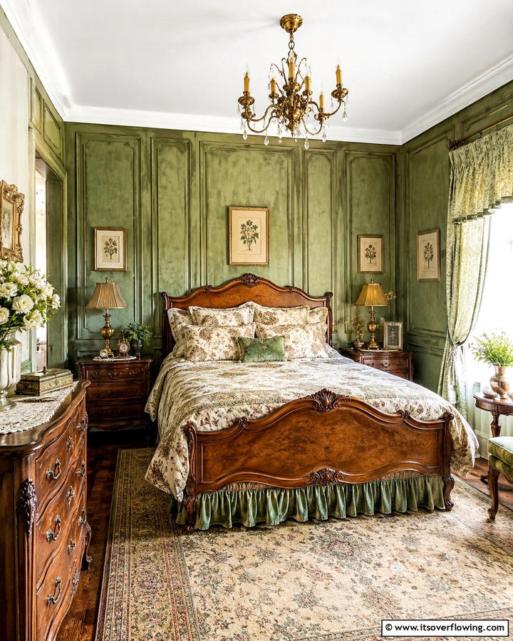 Vintage Green Panelling - 30 Green Panelling Ideas for a Serene Bedroom