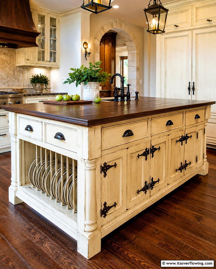 Vintage Hardware Accents - 25 Farmhouse Kitchen Island Ideas for Rustic Charm