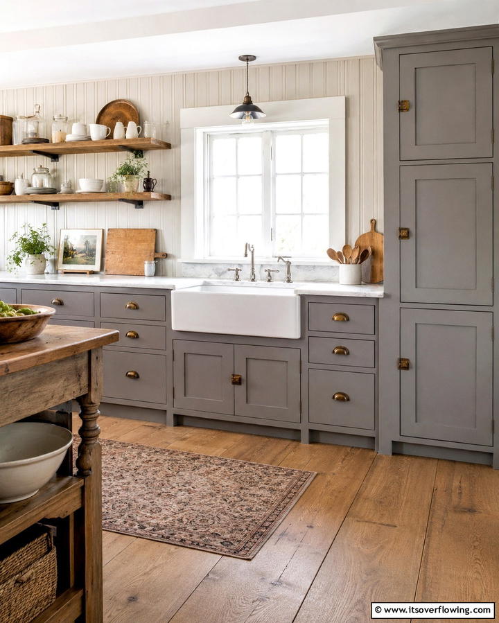 Vintage Hardware for a Nostalgic Touch - 25 Farmhouse Kitchen with Gray Cabinets Ideas