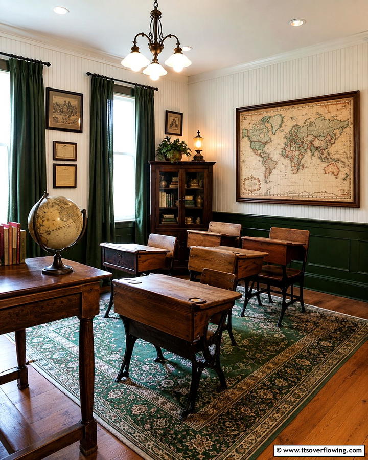 Vintage Homeschool Setup - 30 Homeschool Room Ideas- Functional Learning Spaces at Home