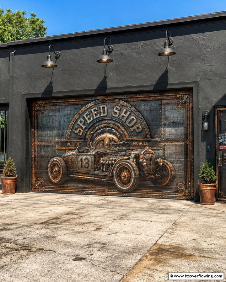 Vintage Industrial Appeal - 30 Garage Door Mural Ideas for Creative Curb Appeal