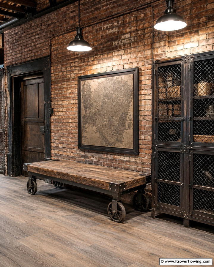 Vintage Industrial Bench with Wheels - 30 Functional Entryway Bench Solutions for Organized Homes