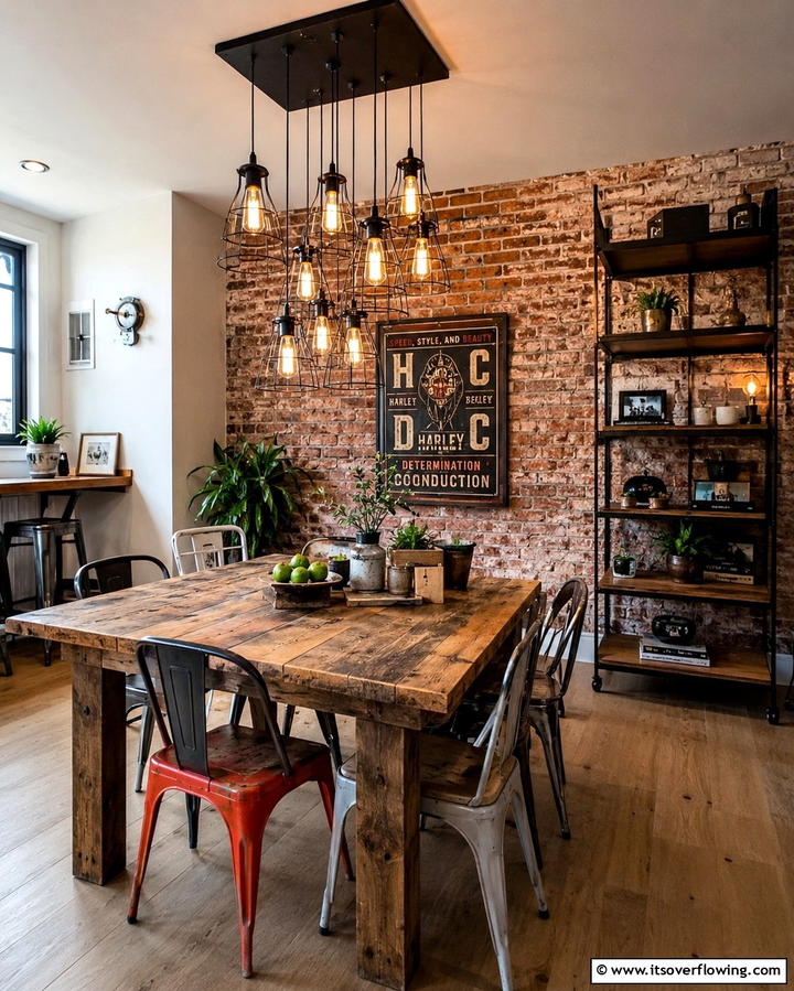 Vintage Industrial Charm - 30 Small Dining Room Lighting Ideas for Cozy Ambiance