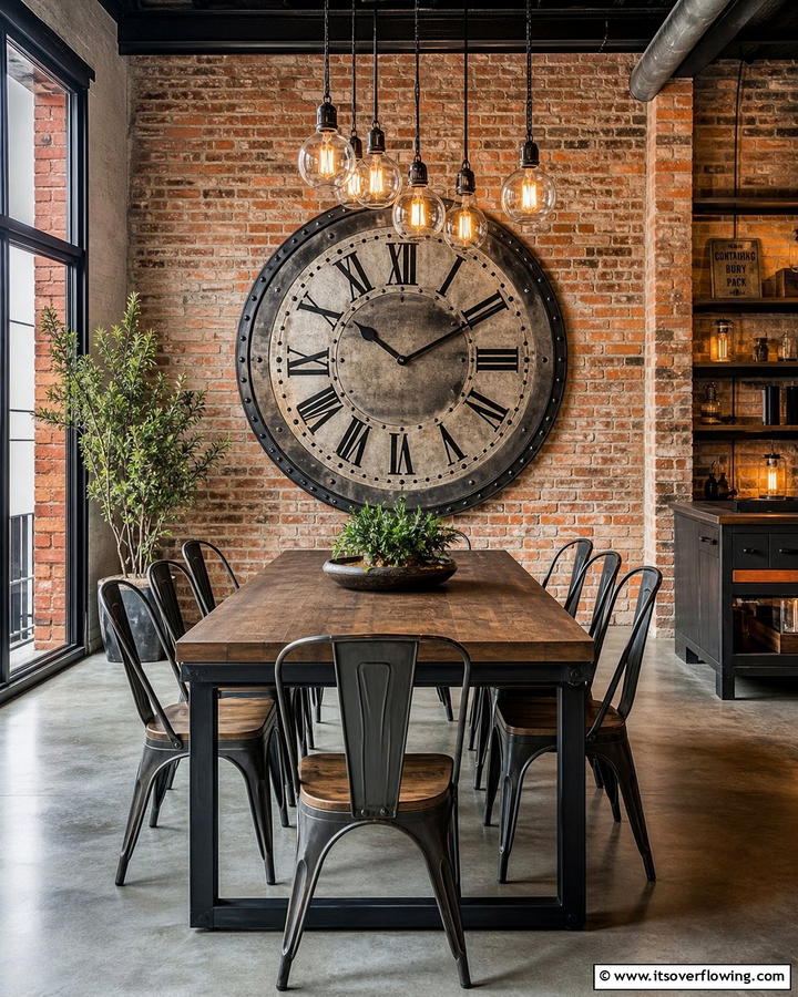Vintage Industrial Clocks - 20 Industrial Dining Room Ideas for a Modern Look