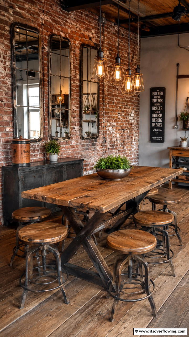 Vintage Industrial Dining - 30 Dining Room Ideas for Memorable Gatherings