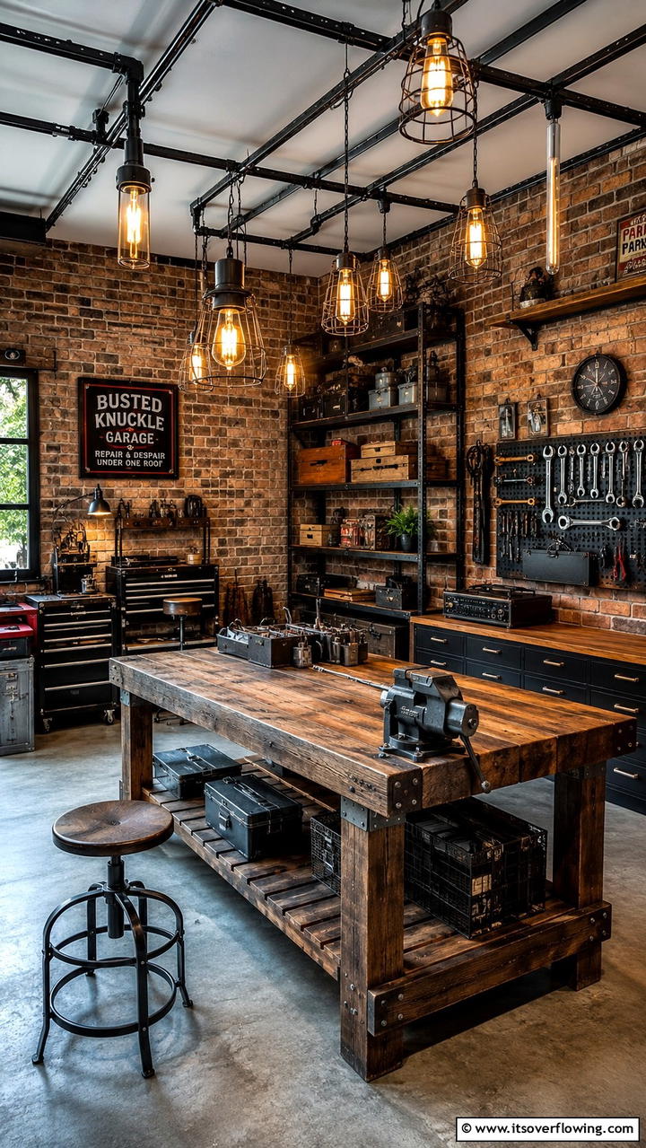 Vintage Industrial Lighting - 30 Garage Lighting Ideas for Bright, Functional Spaces