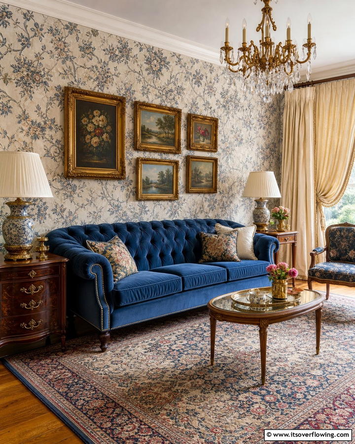 Vintage Inspired Blue Couch Living Room - 25 Blue Couch Living Room Ideas for a Stylish Space