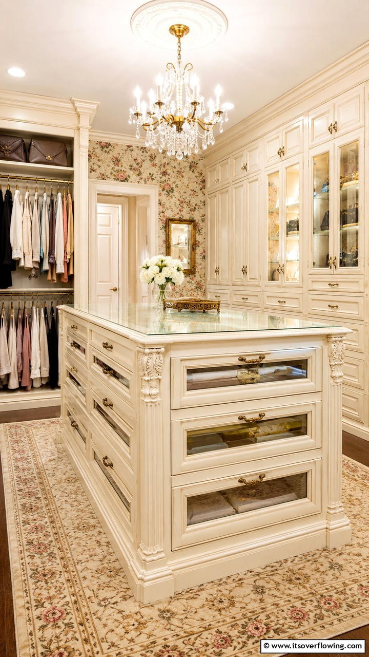 Vintage Inspired Closet Island - 30 Closet Island Ideas- Luxurious Walk-In Storage Solutions