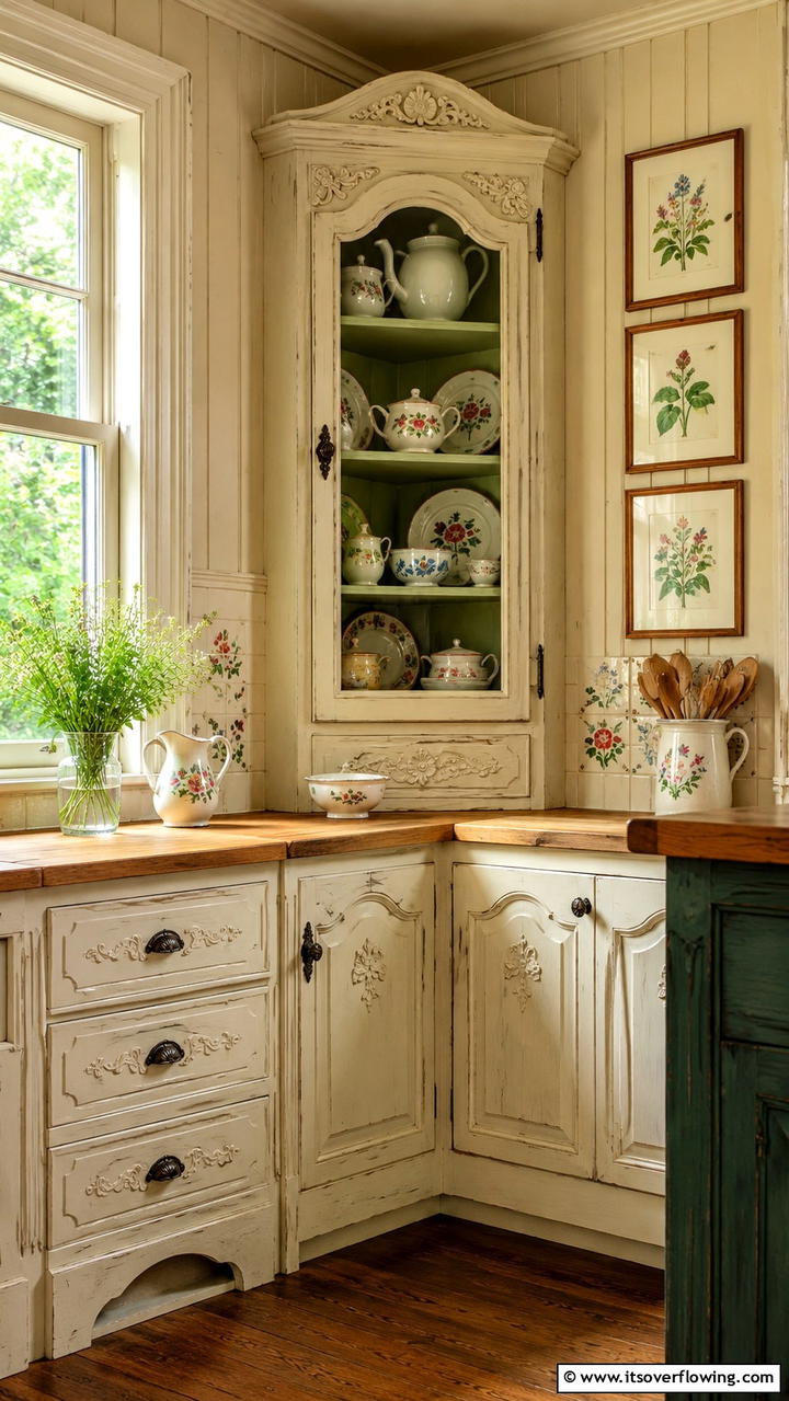 Vintage Inspired Corner Cupboards - 30 Corner Cabinet Ideas to Maximize Storage in Any Room