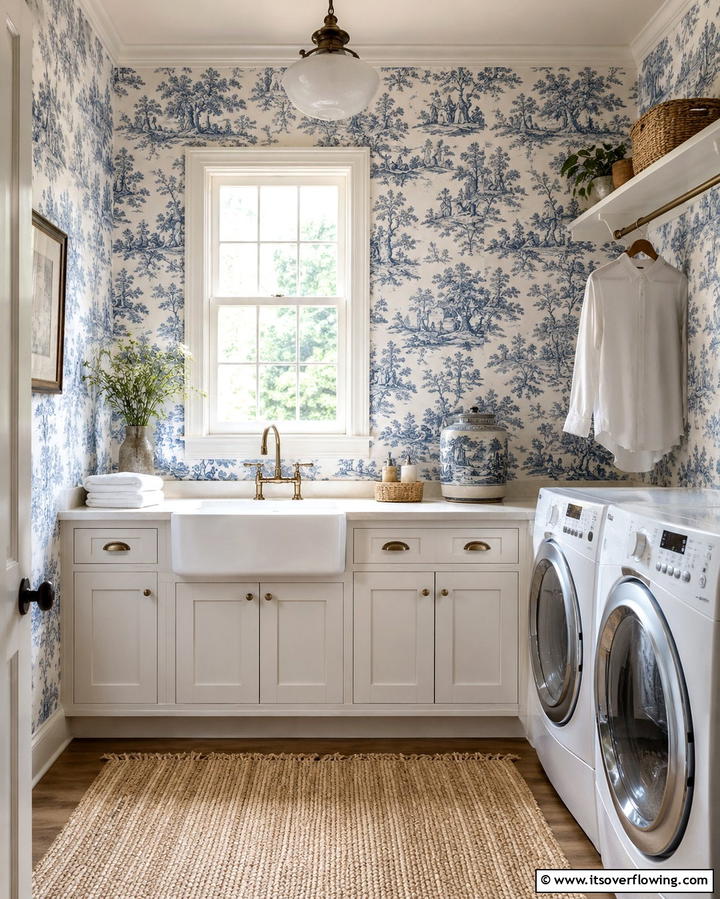 Vintage Inspired Designs for Nostalgic Charm - 25 Laundry Room Wallpaper Ideas to Brighten Your Space