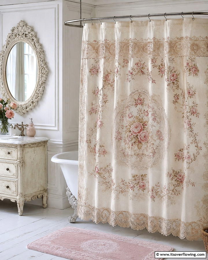 Vintage Inspired Designs for Timeless Elegance - 25 Shower Curtain Ideas to Refresh Your Bathroom