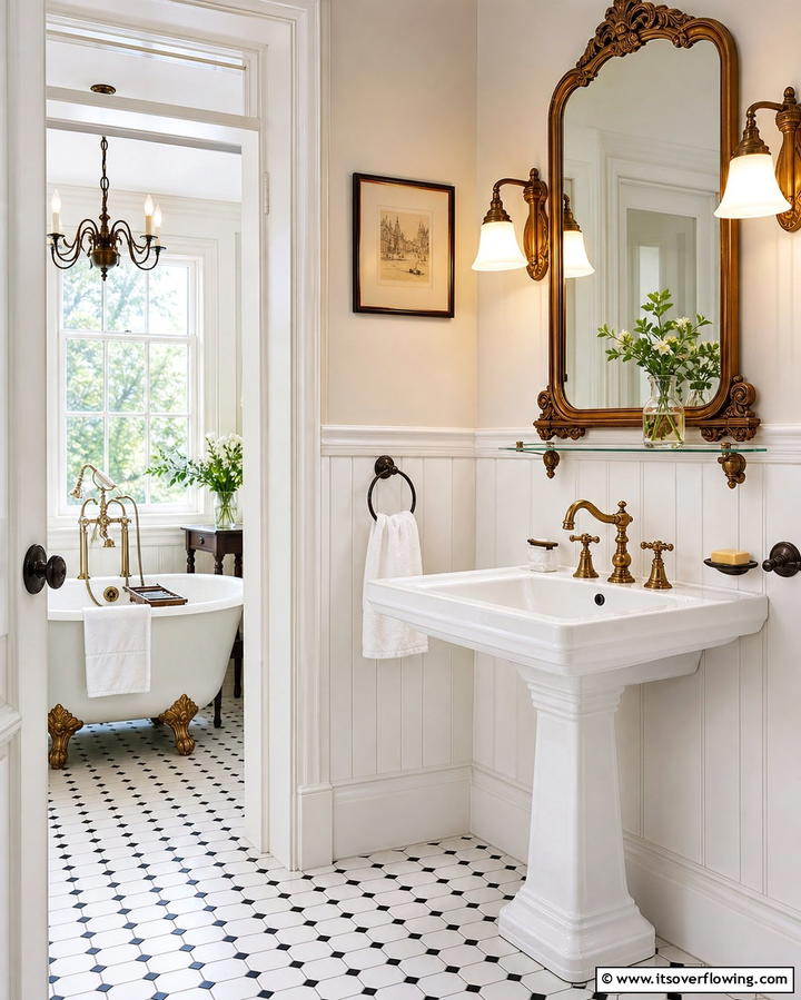 Vintage Inspired Fixtures - 25 Elegant Bathroom Decor Ideas for a Luxurious Feel
