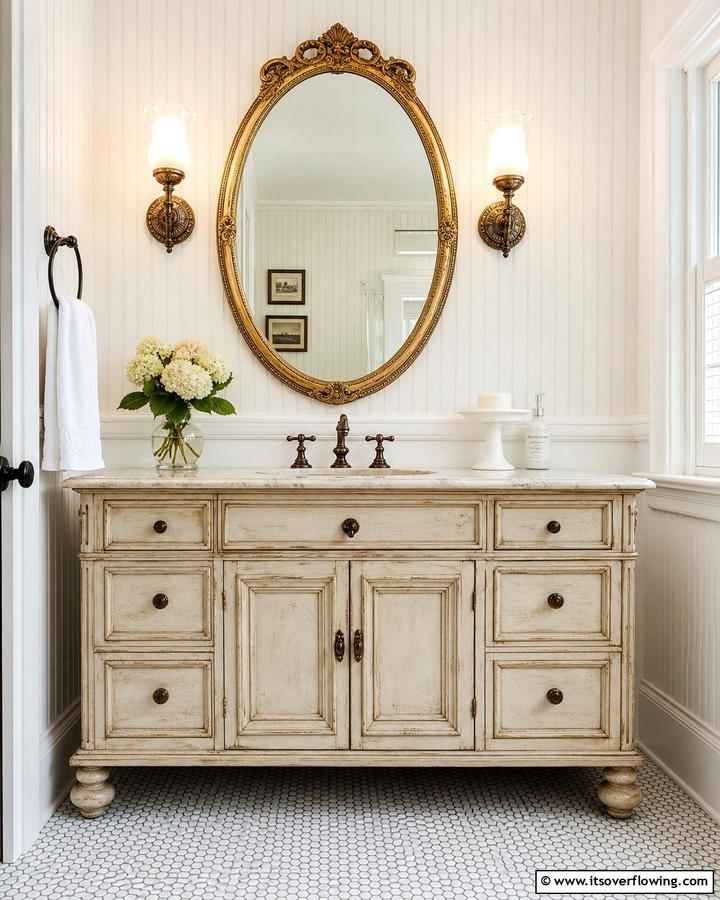 Vintage Inspired Fixtures - 20 Wood Bathroom Vanity Ideas for a Warm Look