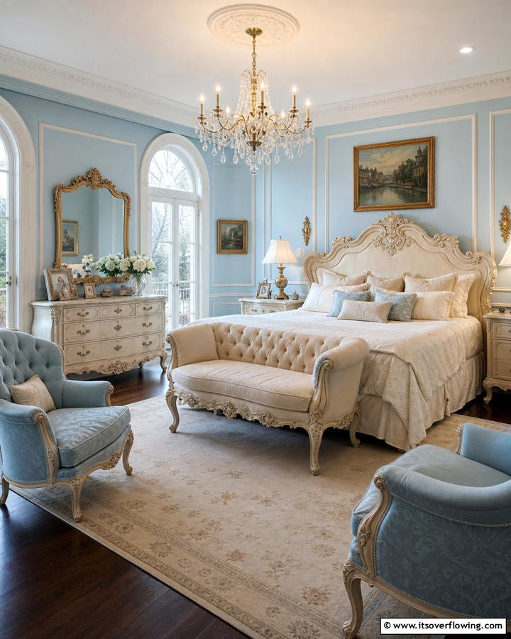 Vintage Inspired Furniture with Curved Details - 20 Parisian Themed Bedroom Ideas for Elegant Living