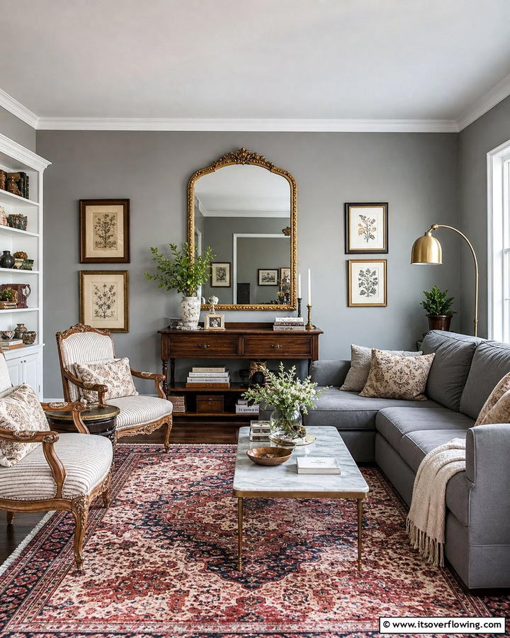 Vintage Inspired Gray Decor - 21 Gray Living Room Ideas to Elevate Neutral Decor