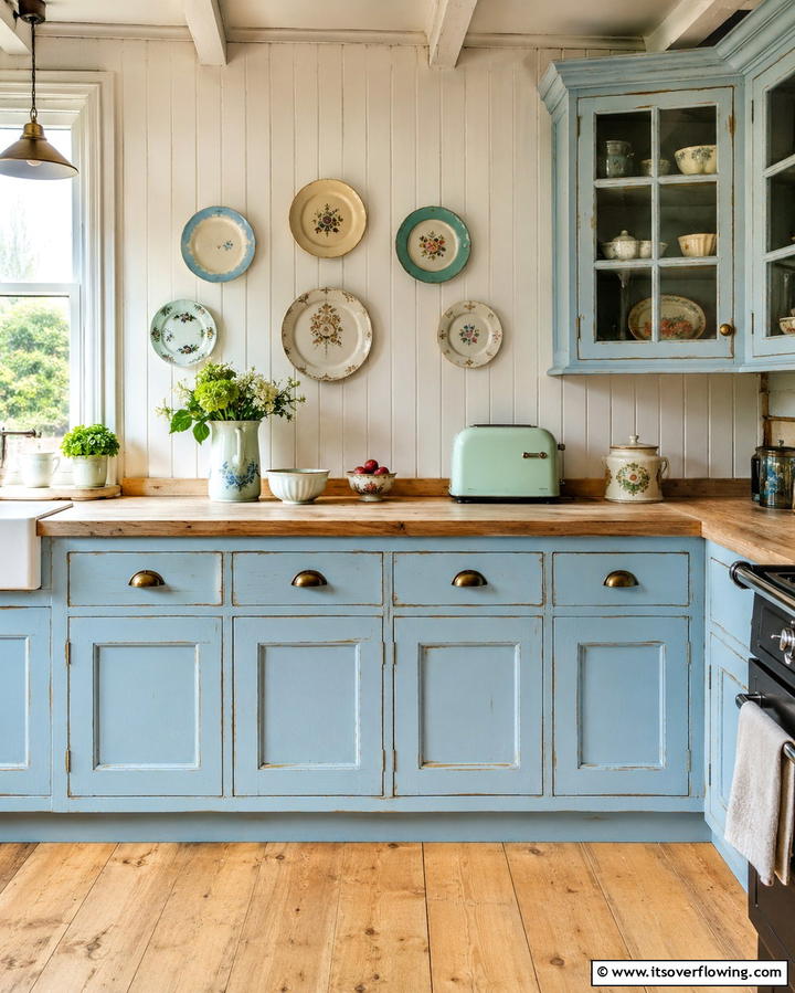 Vintage Inspired Light Blue Cabinets - 25 Light Blue Kitchen Cabinets Ideas for a Coastal Vibe