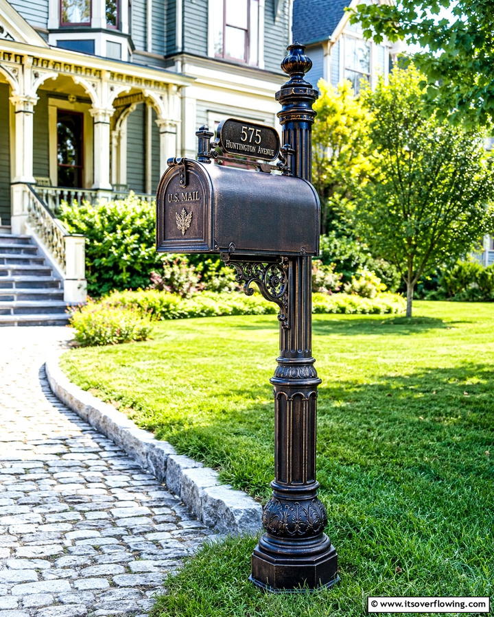 Vintage Inspired Mailbox Post - 25 Unique Mailbox Post Ideas to Boost Curb Appeal
