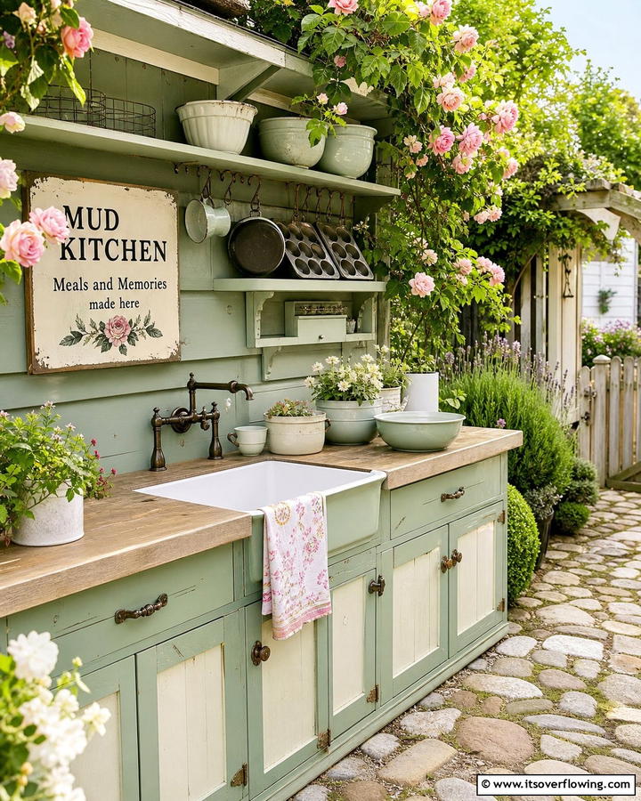 Vintage Inspired Mud Kitchen - 20 Mud Kitchen Ideas for Outdoor Fun with Kids
