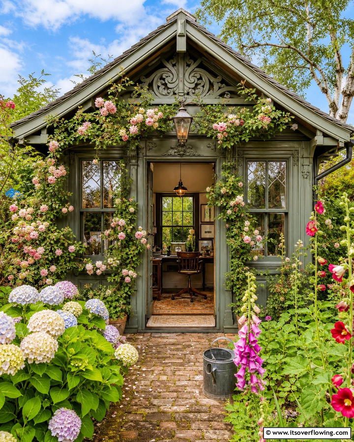 Vintage Inspired Office - 20 Garden Office Ideas for a Productive Outdoor Workspace