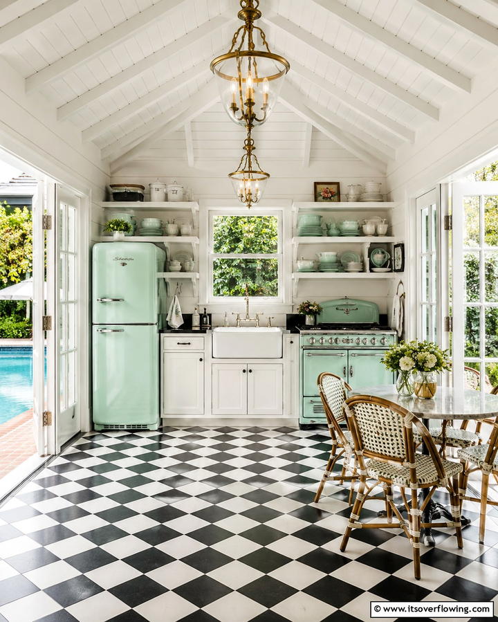 Vintage Inspired Pool House Kitchen - 30 Pool House with Outdoor Kitchen Designs for Entertaining