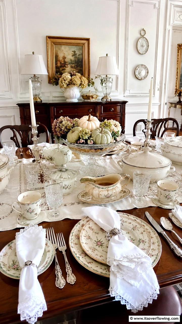 Vintage Inspired Tableware - 21 Beautiful Thanksgiving Table Settings for Holiday Meals