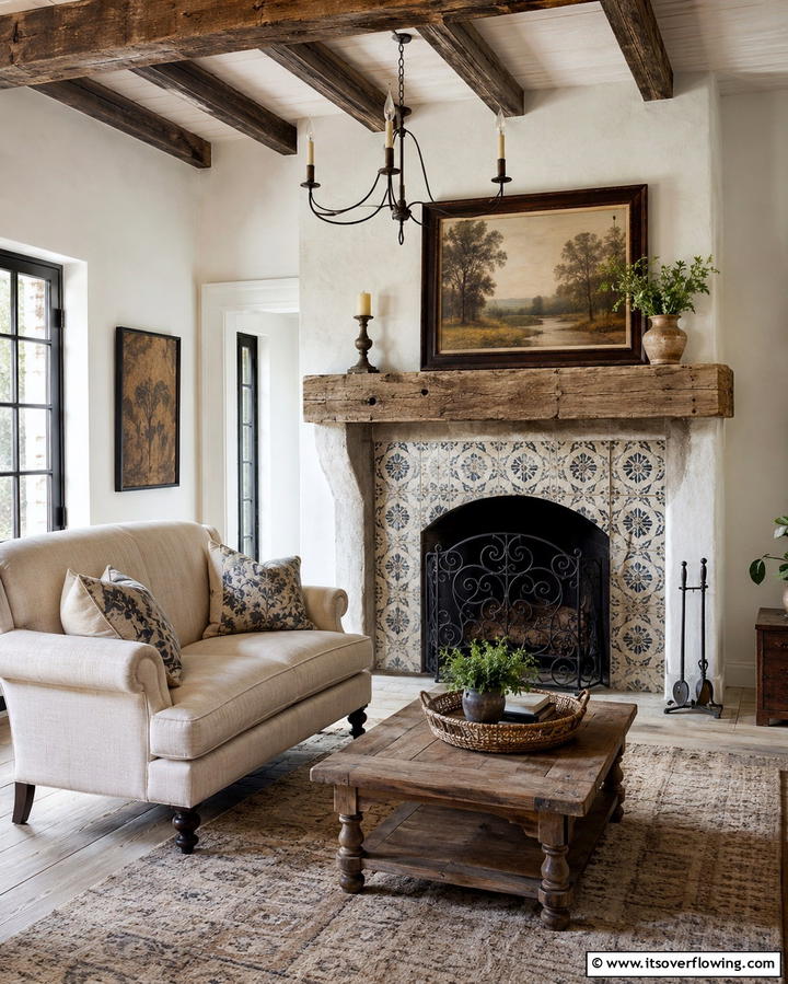 Vintage Inspired Tiles - 25 Farmhouse Fireplace Tile Ideas for a Rustic Look