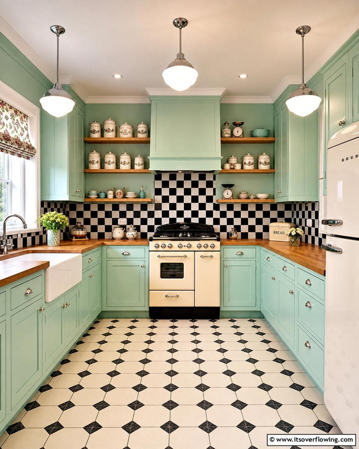 Vintage Inspired U Shaped Kitchen with Retro Vibes - 30 U-Shaped Kitchen Ideas for Optimal Layout and Storage