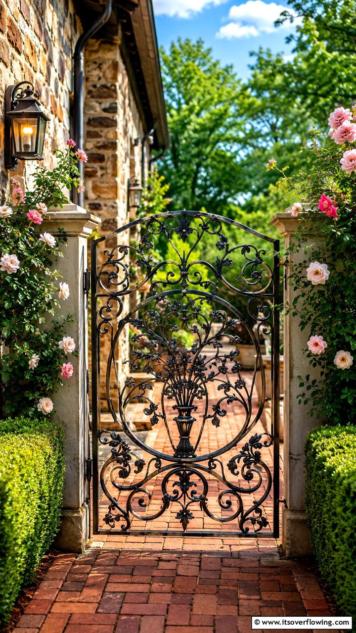 Vintage Iron Artistry - 30 Deck Gate Ideas for Safety and Outdoor Style