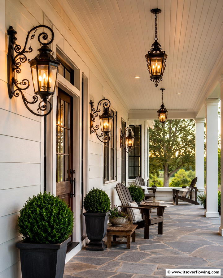 Vintage Iron Light Fixtures - 30 Rustic Front Porch Ideas for a Welcoming Entryway