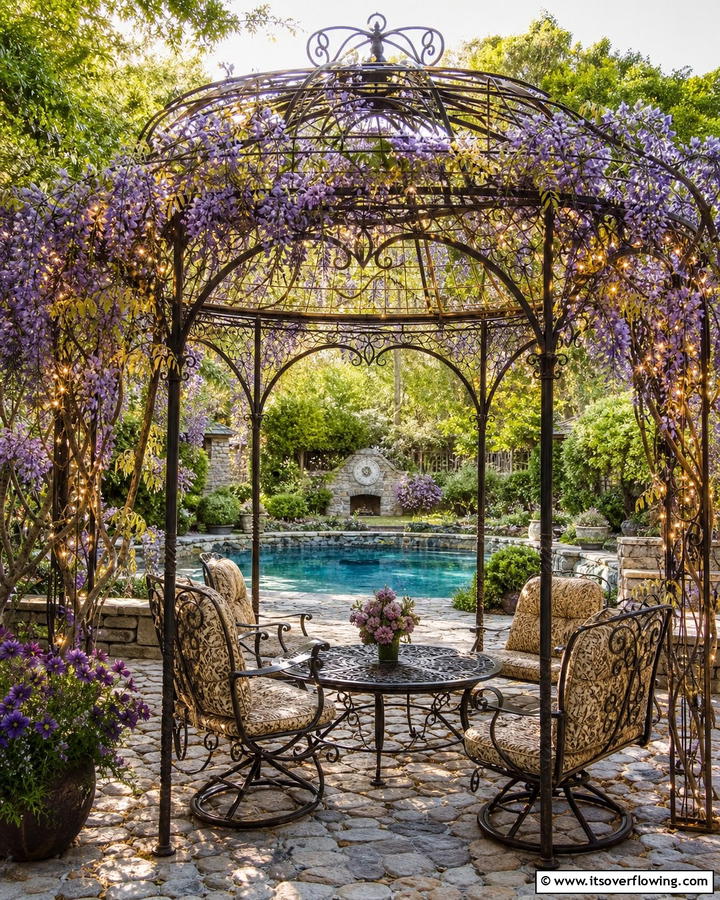 Vintage Iron Pool Gazebo - 20 Pool Gazebo Ideas for a Stunning Backyard Oasis