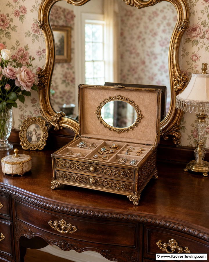 Vintage Jewelry Box with Compartments - 30 Innovative Jewelry Storage Ideas for Organized Accessories
