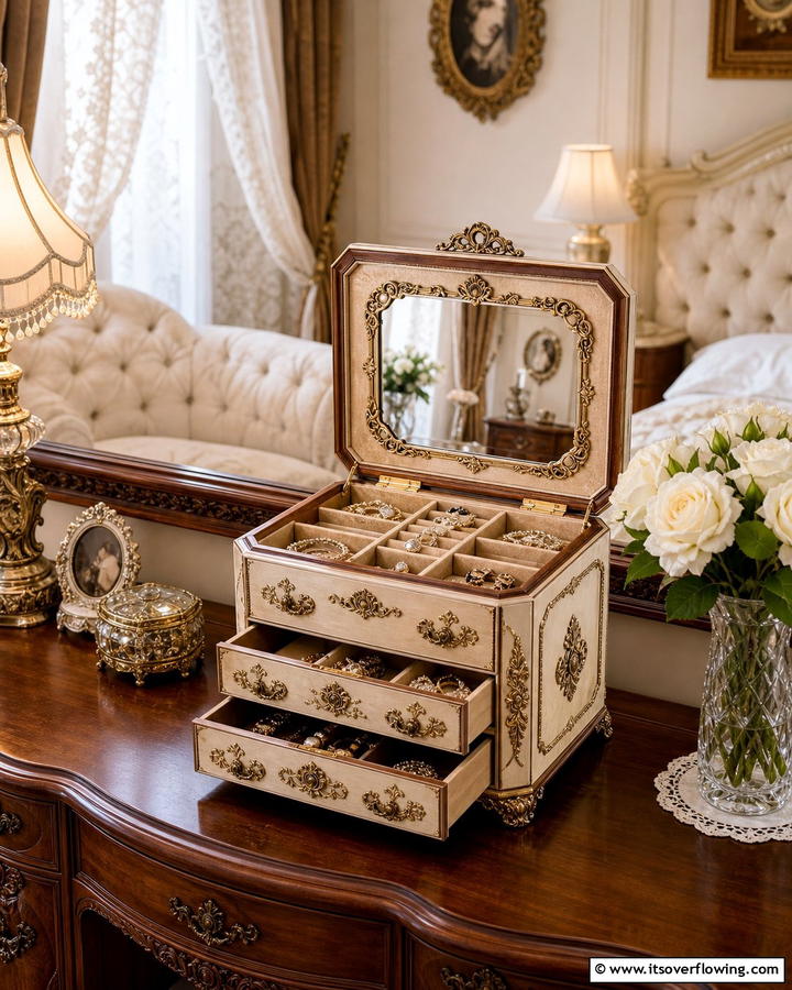 Vintage Jewelry Box with Compartments - 30 Clever Jewelry Storage Ideas to Keep Accessories Tidy