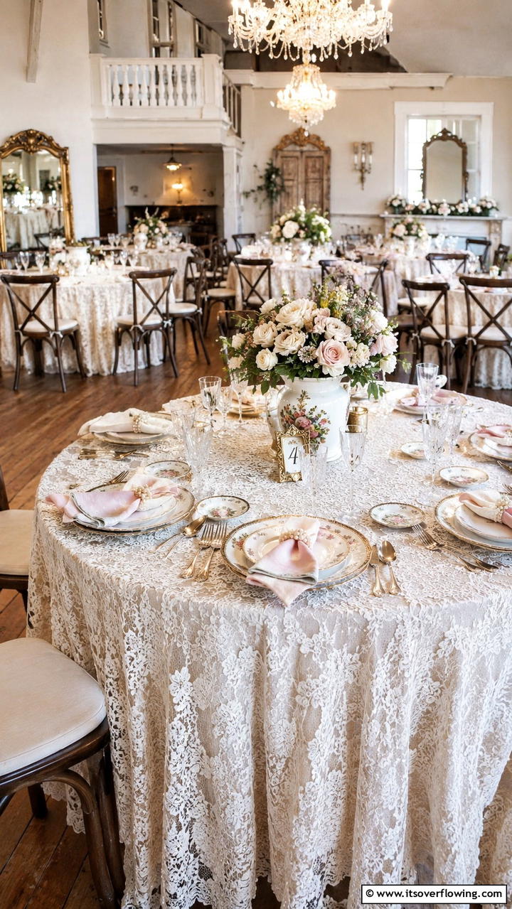 Vintage Lace Accents - 21 Wedding Table Decoration Ideas for Memorable Celebrations