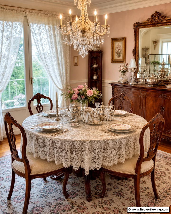 Vintage Lace Detailing - 21 Dining Room Table Decor Ideas for Every Occasion