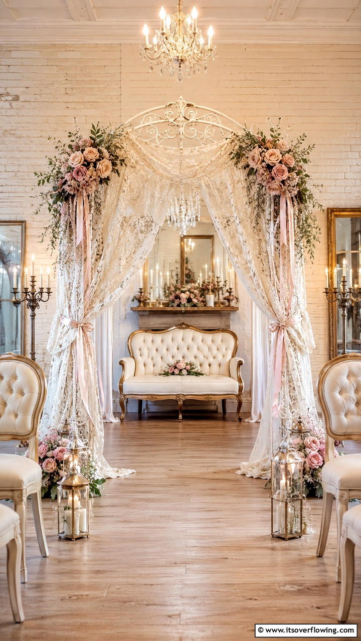 Vintage Lace Wedding Arch - 21 Beautiful Wedding Arch Ideas for Ceremony Backdrops