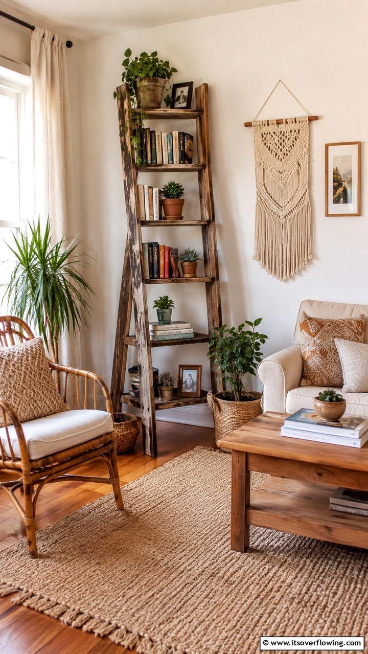 Vintage Ladder Bookcase Charm - 30 Bookshelf Organization Ideas for Stylish Order