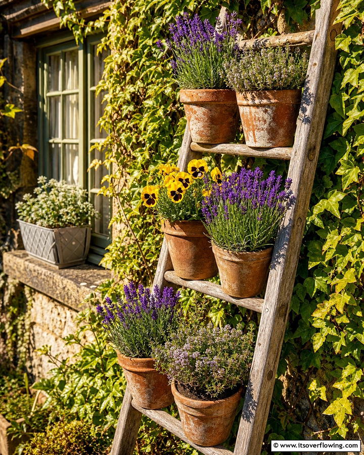 Vintage Ladder Plant Holders - 25 Outdoor Plant Stand Ideas for Greenery Lovers