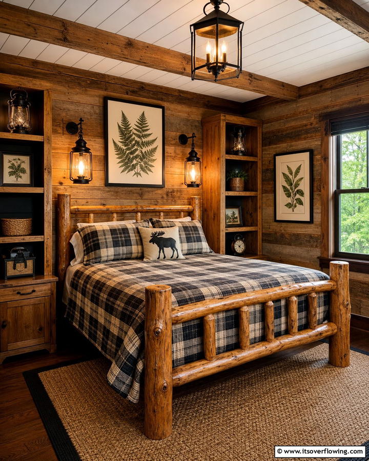 Vintage Lantern Lighting - 25 Cozy Cabin Bedroom Ideas for a Rustic Escape