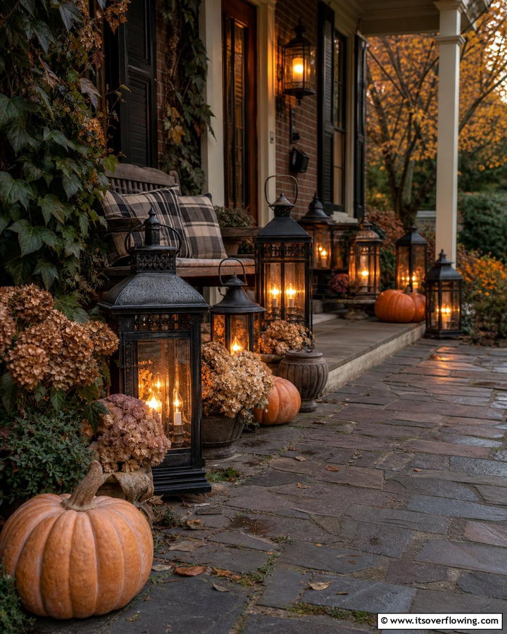 Vintage Lantern Lighting - 21 Fall Porch Decor Ideas for a Warm Autumn Welcome