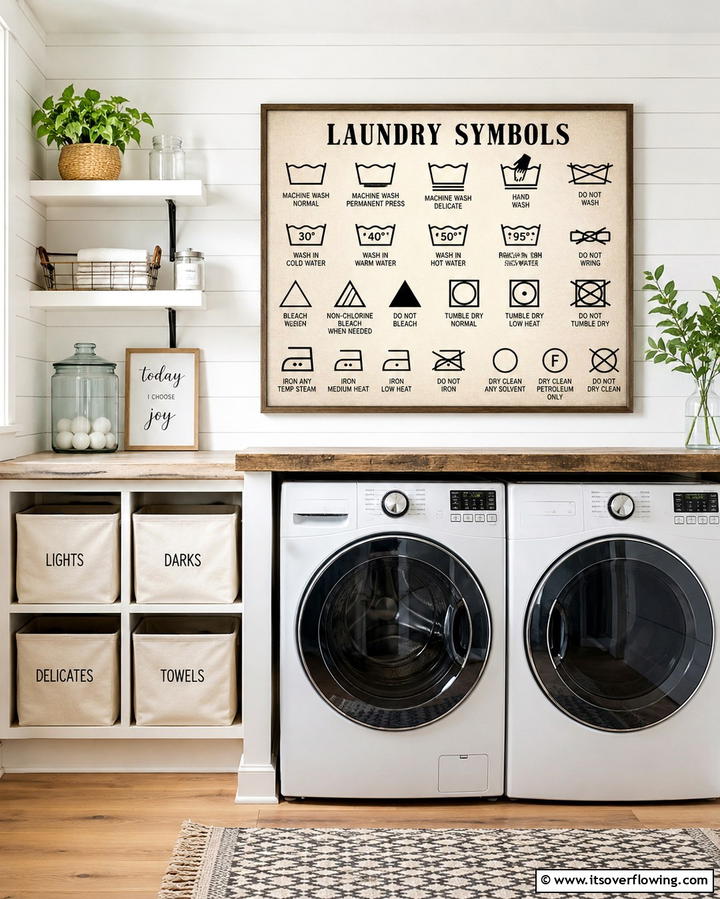 Vintage Laundry Symbols - 30 Rustic Laundry Room Ideas for Functional Farmhouse Style