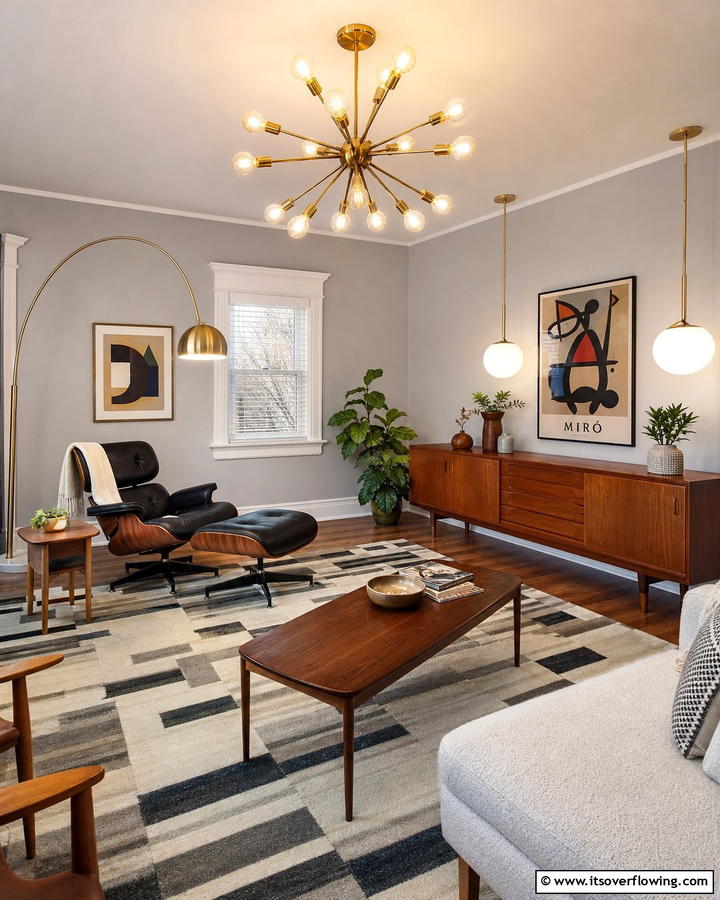 Vintage Lighting Fixtures - 21 Mid-Century Modern Living Room Ideas- Timeless Style