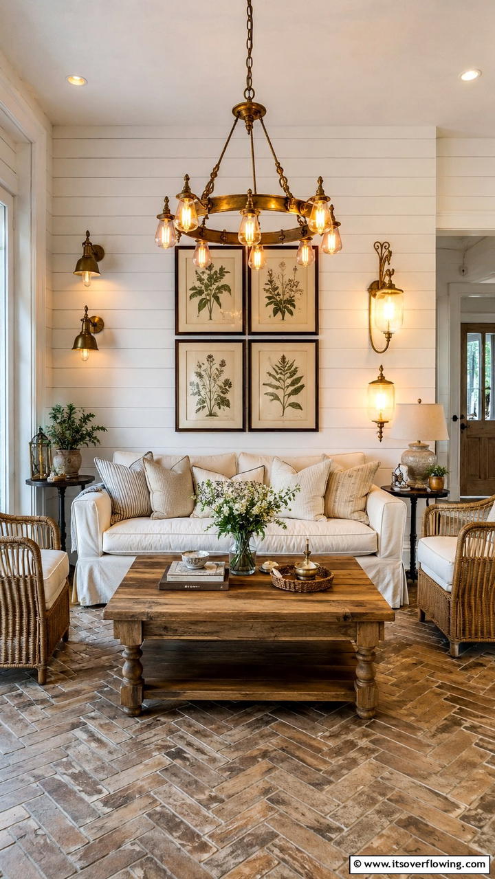 Vintage Lighting Fixtures - 30 Cottage Living Room Ideas for Cozy Home Spaces