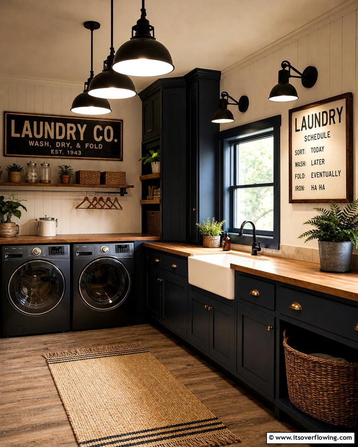 Vintage Lighting Fixtures for Ambiance - 25 Farmhouse Laundry Room Ideas for Function and Style